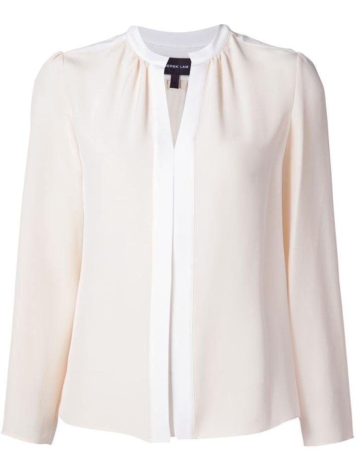 Derek Lam Pleated Placket Blouse, Women's, Size: 40, Nude/neutrals, Silk