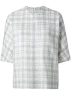 J Js Lee Tartan Pattern Bell Sleeve Top - Grey