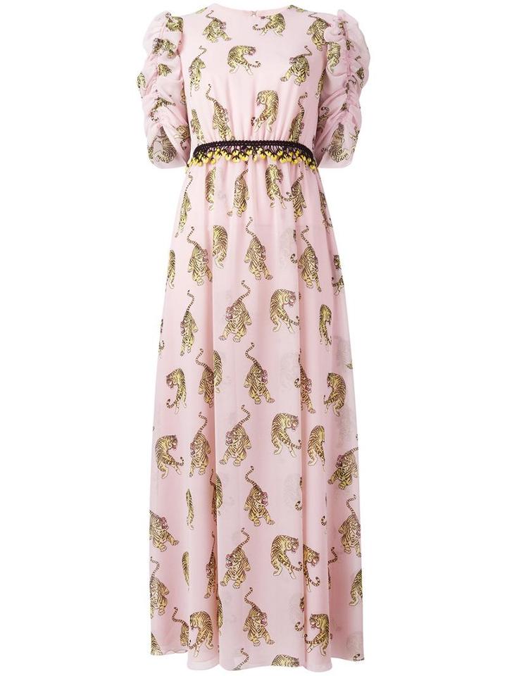 Giamba Tiger Print Dress, Women's, Size: 40, Pink/purple, Polyester/viscose