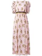 Giamba Tiger Print Dress, Women's, Size: 40, Pink/purple, Polyester/viscose