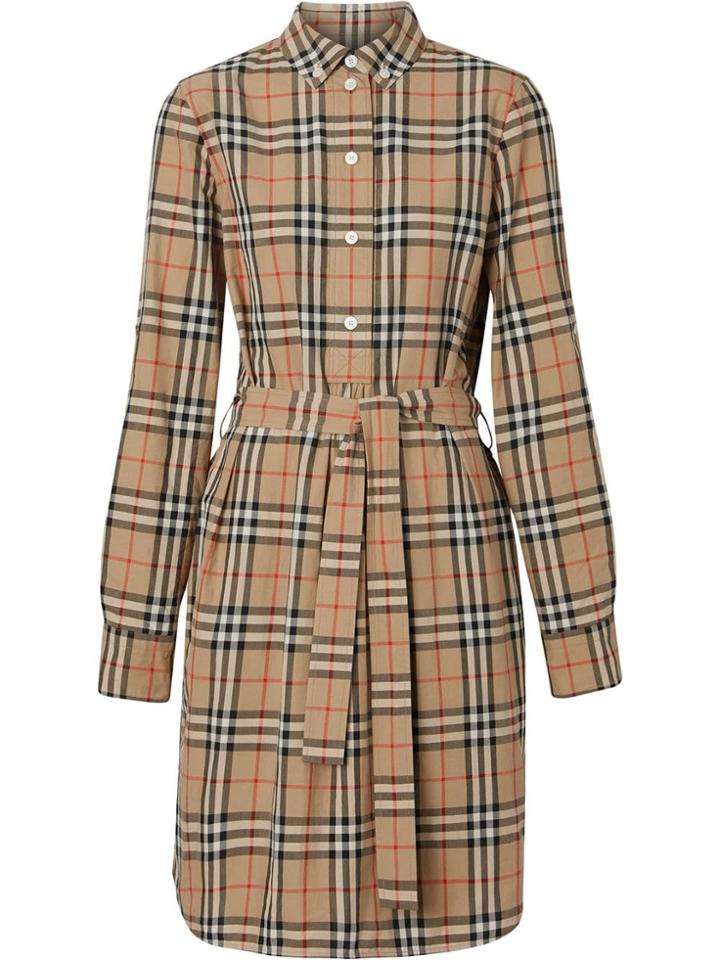 Burberry Vintage Check Shirt Dress - Yellow