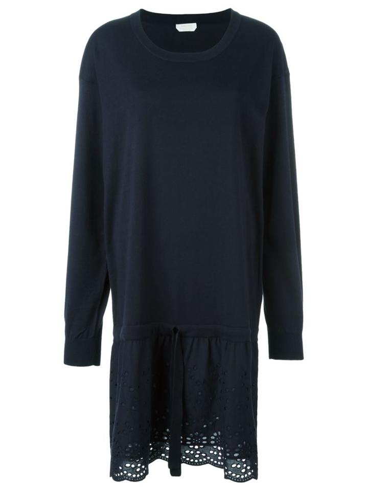 See By Chloé Broderie Anglaise Knit Dress, Women's, Size: M, Blue, Cotton/silk