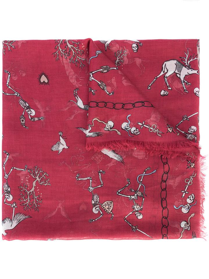 Alexander Mcqueen Battle Of Beast Scarf - Pink & Purple