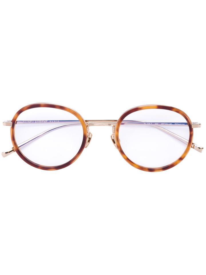 Saint Laurent - Round Frame Glasses - Unisex - Acetate/metal (other) - One Size, Brown, Acetate/metal (other)