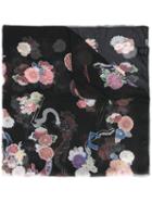 Saint Laurent - Floral Print Scarf - Women - Silk - One Size, Women's, Black, Silk