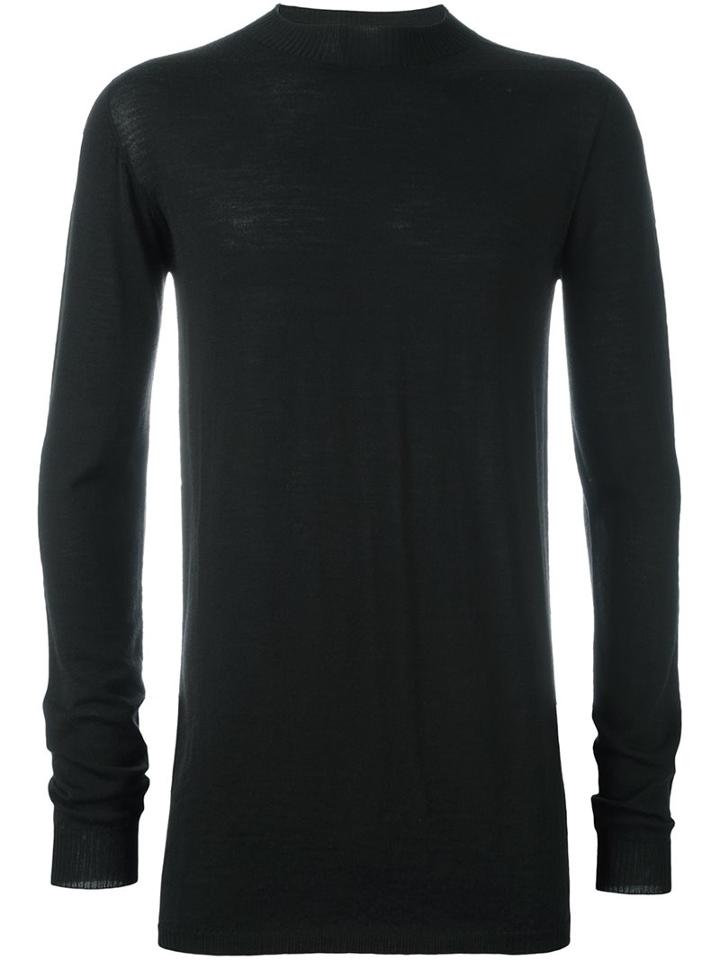 Rick Owens Funnel Neck Jumper, Men's, Size: Xs, Black, Virgin Wool