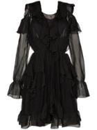 Faith Connexion Cold-shoulder Ruffle Mini Dress - Black
