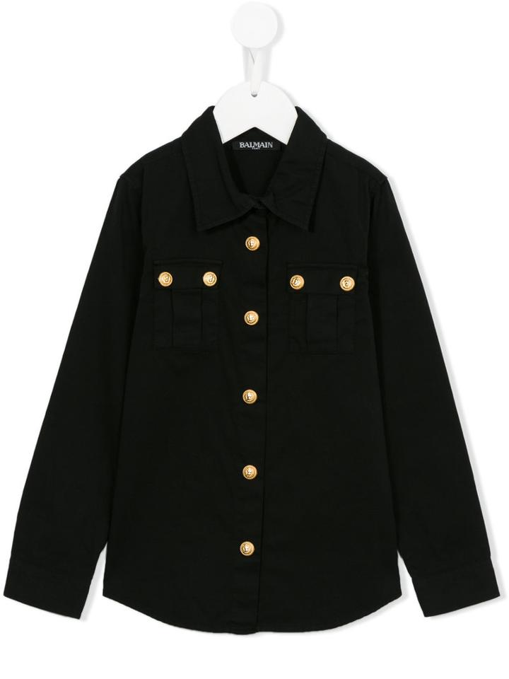 Balmain Kids Military Shirt, Boy's, Size: 12 Yrs, Black