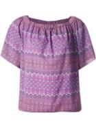 Astraet Arabesque Print Off-shoulder Blouse, Women's, Pink/purple, Polyester