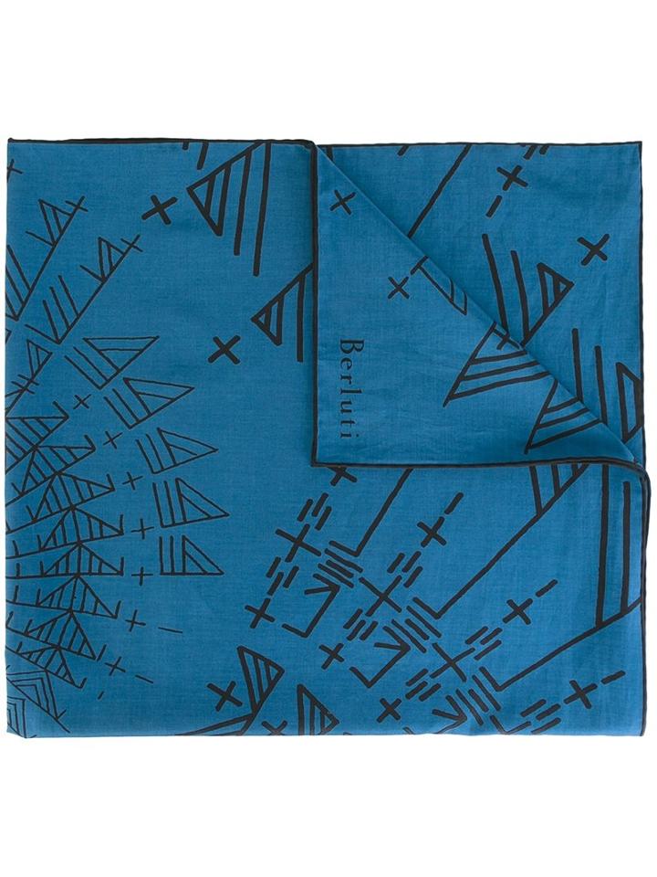 Berluti 'foulard' Scarf, Men's, Blue, Silk/cotton