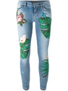Dolce & Gabbana Patch Jeans, Women's, Size: 42, Blue, Cotton/spandex/elastane/silk/glass