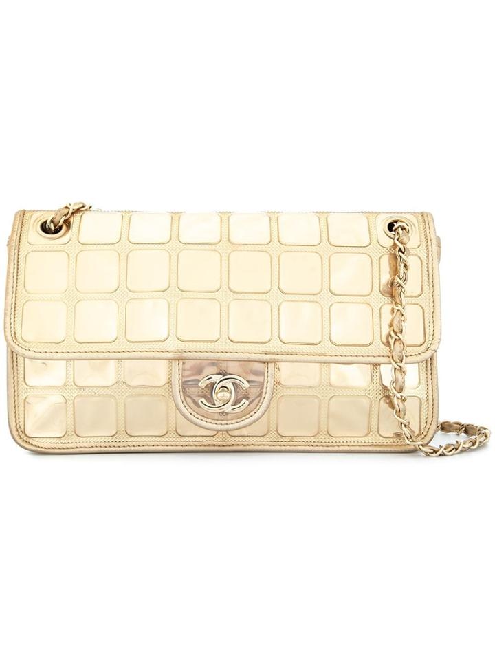 Chanel Vintage Ice Cube Cc Logo Chain Shoulder Bag - Gold