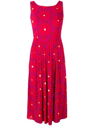Siyu Floral Print Flared Dress - Pink & Purple