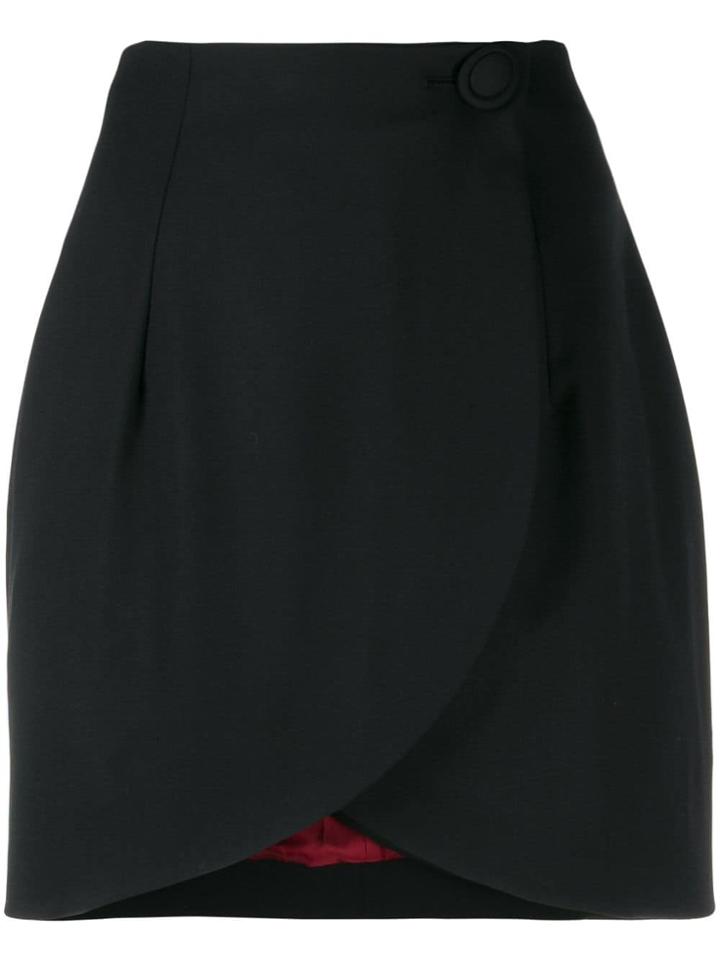 Sara Battaglia Wrap Mini Skirt - Black