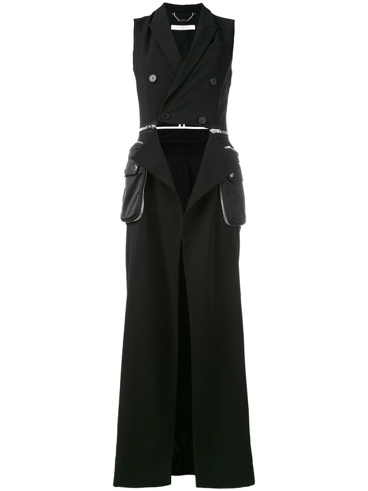 Givenchy - Sleeveless Slit Coat - Women - Silk/polyamide/polyester/wool - 36, Black, Silk/polyamide/polyester/wool