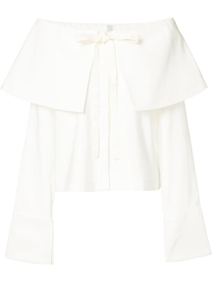 Rosie Assoulin Off-shoulder Bell Sleeve Blouse, Women's, Size: Xs, White, Silk/cotton/viscose
