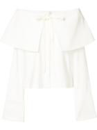 Rosie Assoulin Off-shoulder Bell Sleeve Blouse, Women's, Size: Xs, White, Silk/cotton/viscose