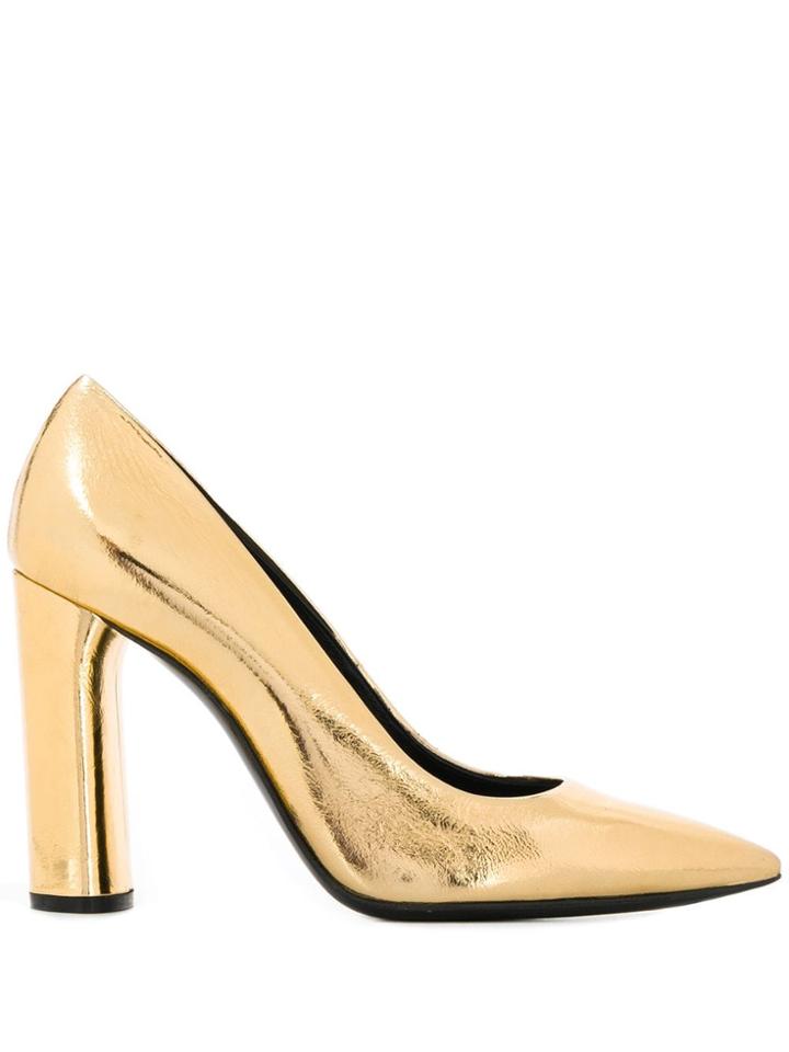 Casadei Metallic Pointed Toe Pumps - Gold