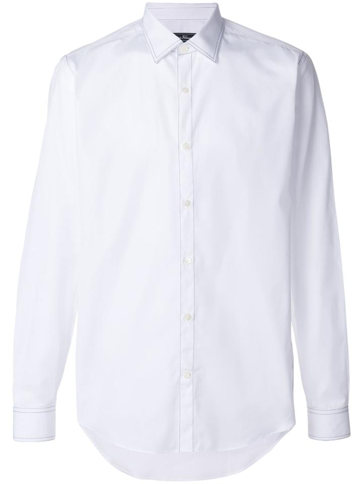 Salvatore Ferragamo Black Stitch Shirt - White