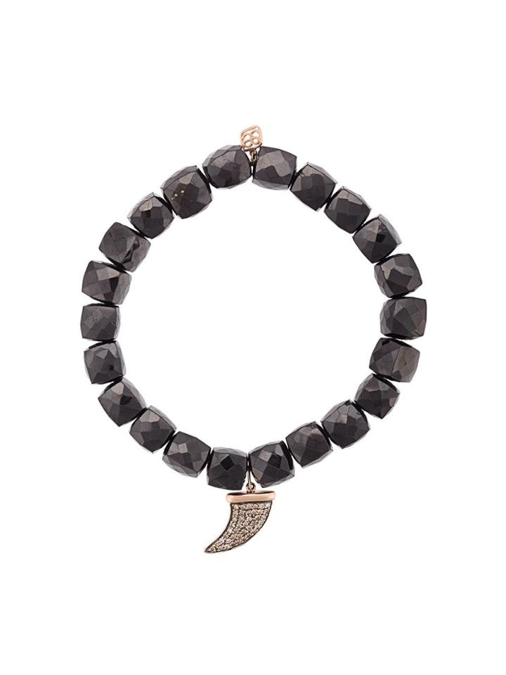Sydney Evan Horn Charm Beaded Bracelet - Black