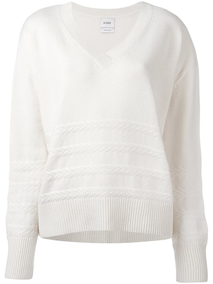 Barrie V-neck Sweater, Women's, Size: Medium, White, Cashmere