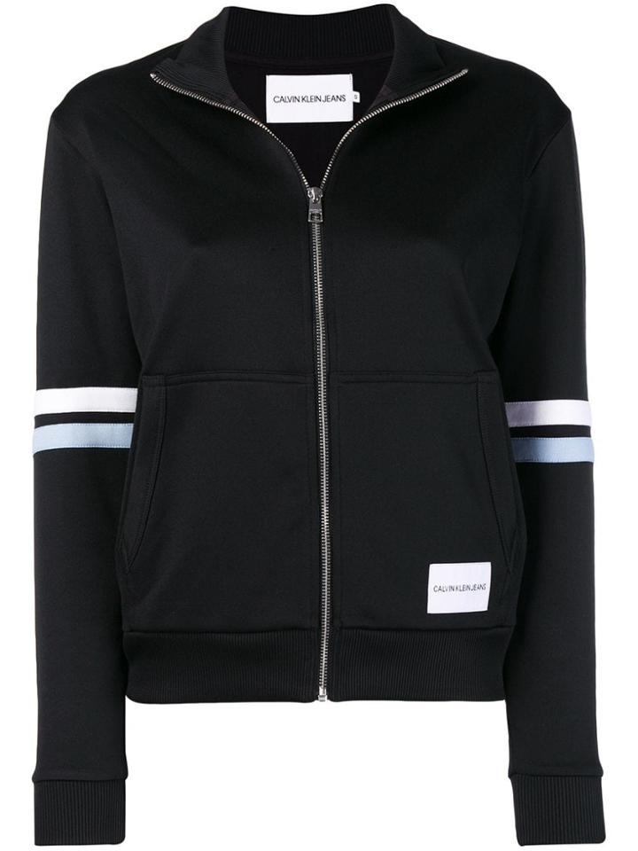 Ck Jeans Cropped Track Jacket - Black