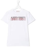 Alberta Ferretti Kids Teen Beaded Fringe Logo T-shirt - White