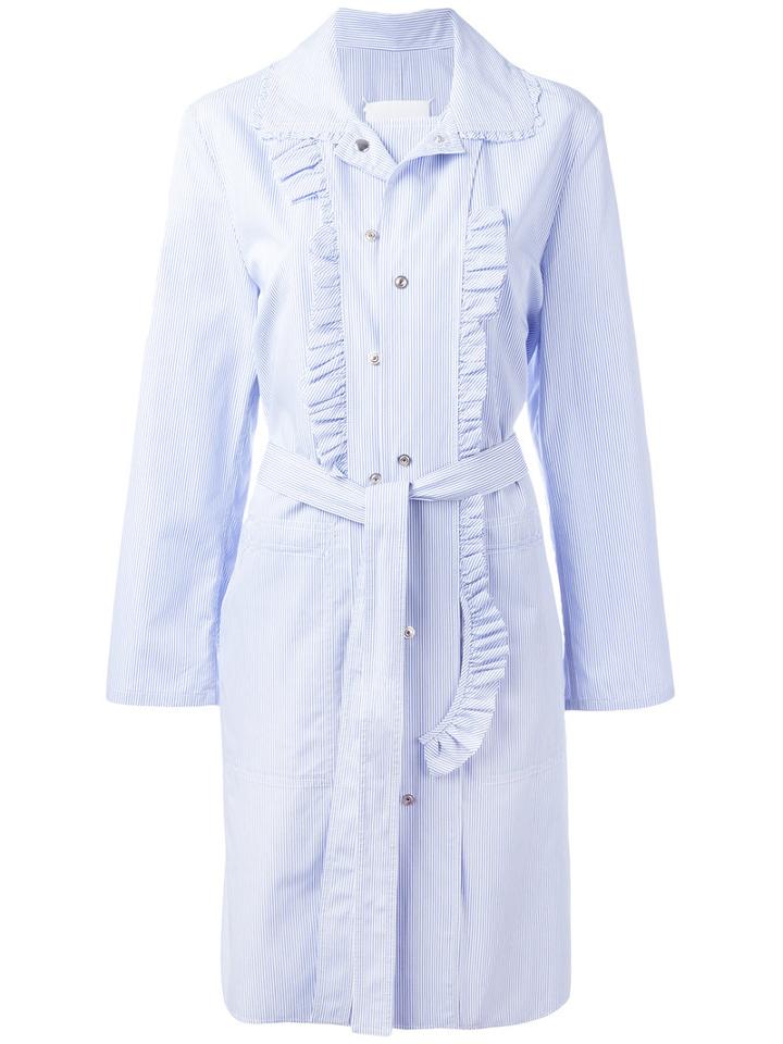 Maison Margiela Coat-style Belted Dress, Women's, Size: 42, Blue, Cotton
