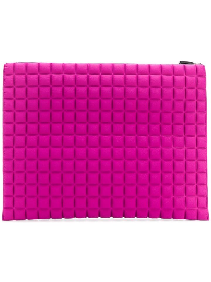 No Ka' Oi Large Grid Textured Pouch - Pink