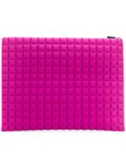 No Ka' Oi Large Grid Textured Pouch - Pink