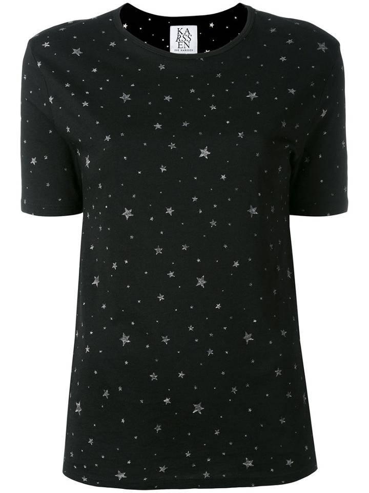 Zoe Karssen Stars Print T-shirt, Women's, Size: Medium, Black, Cotton/modal