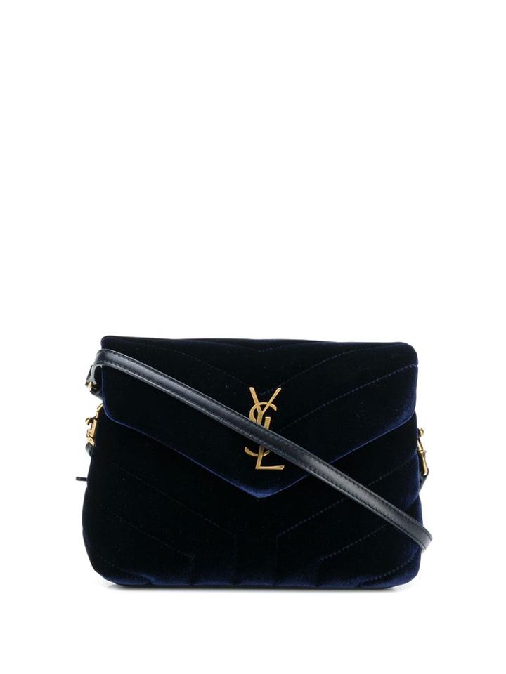 Saint Laurent Loulou Velvet Shoulder Bag - Blue