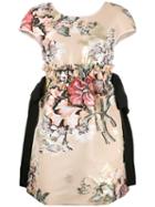 Fendi Floral Shift Dress, Women's, Size: 40, Nude/neutrals, Cotton/polyester/metal/silk