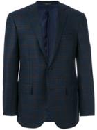 Corneliani Checked Single Breasted Blazer - Blue