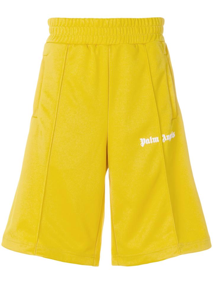 Palm Angels Logo Print Sporty Shorts - Yellow & Orange