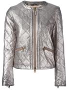 Eleventy Metallic (grey) Quilted Jacket, Women's, Size: 44, Polyester/sheep Skin/shearling