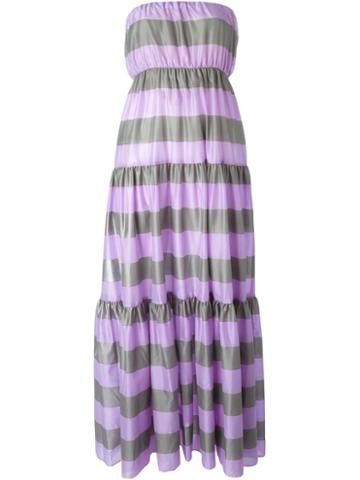 Erika Cavallini Semi Couture Striped Strapless Long Dress
