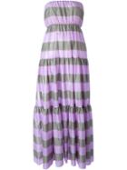 Erika Cavallini Semi Couture Striped Strapless Long Dress