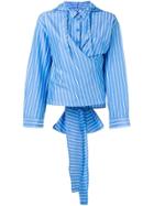 Sjyp Hooded Striped Blouse - Blue