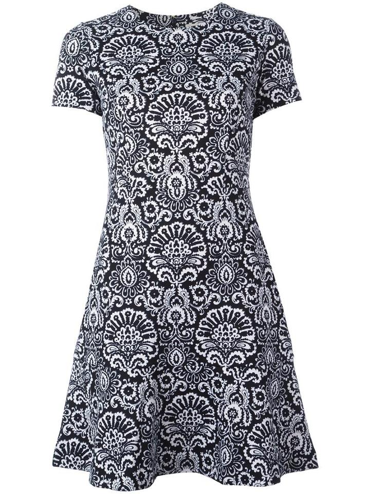 Michael Michael Kors Tapestry Print Flounce Dress, Women's, Size: 8, Blue, Polyester/spandex/elastane