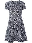Michael Michael Kors Tapestry Print Flounce Dress, Women's, Size: 8, Blue, Polyester/spandex/elastane