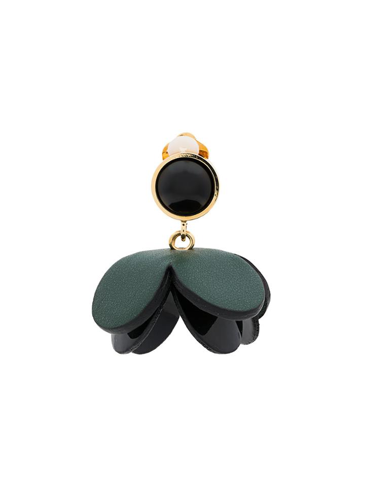 Marni Leather Flower Earring - Green