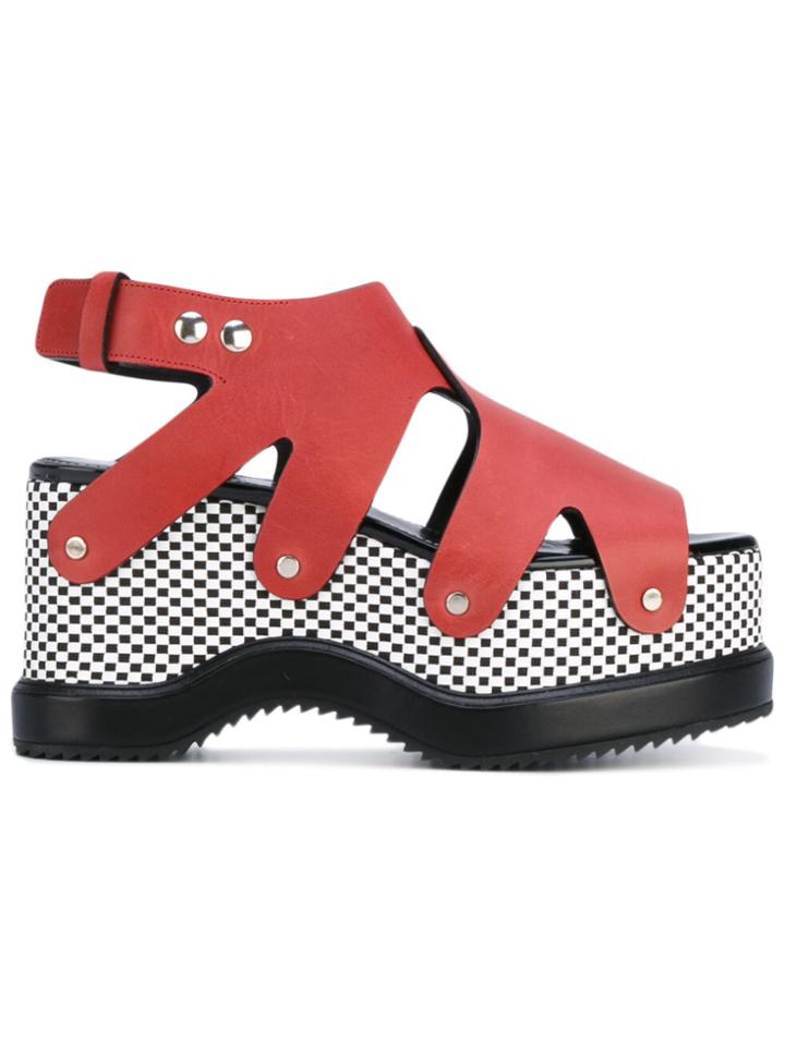 Proenza Schouler Patterned Platform Sole Sandals - Red