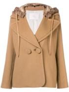 Tela Hooded Double-breasted Jacket - Nude & Neutrals
