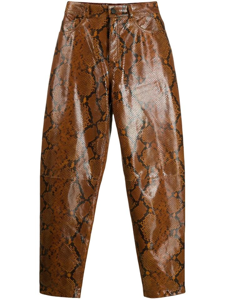 Attico Snake-effect Trousers - Brown