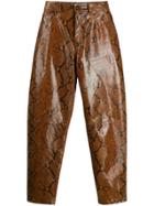 Attico Snake-effect Trousers - Brown