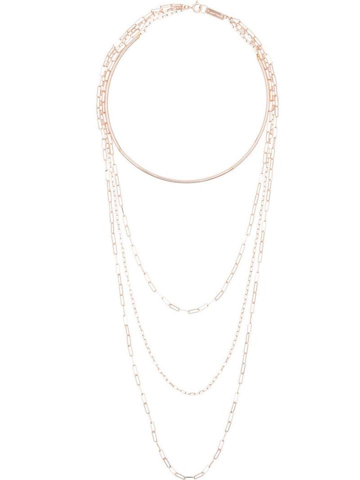 Isabel Marant Rose Gold Tone Four Loop Chain Necklace - Metallic
