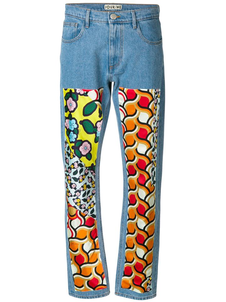 Jour/né Patch Print Straight Leg Jeans - Blue