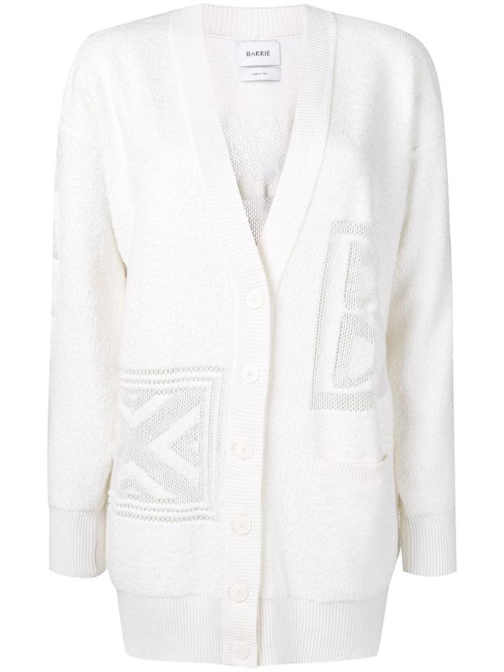 Barrie Logo Embroidered Cardigan - Neutrals