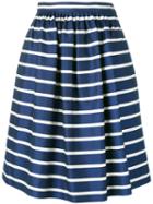 Polo Ralph Lauren - Striped Pleated Skirt - Women - Silk/cotton - 6, Women's, Blue, Silk/cotton